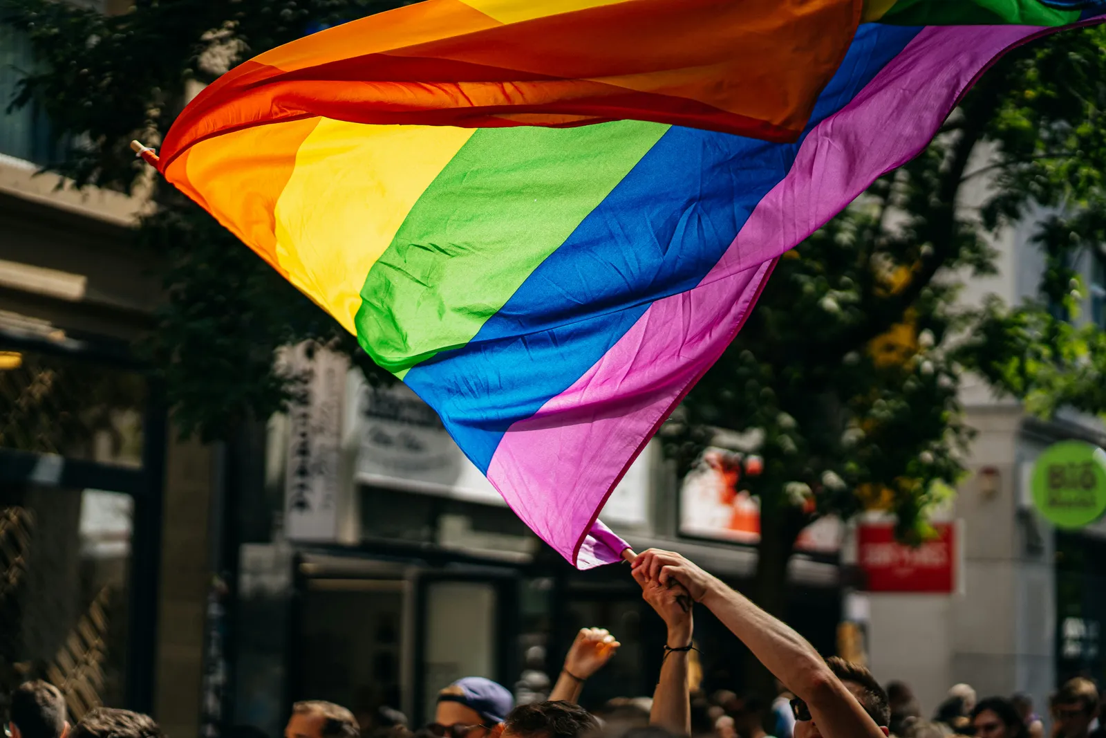 pride flag at a parade